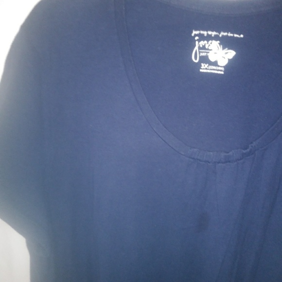 JMS 3X Navy Gathered Scoop Neck Top Plus - Picture 2 of 3
